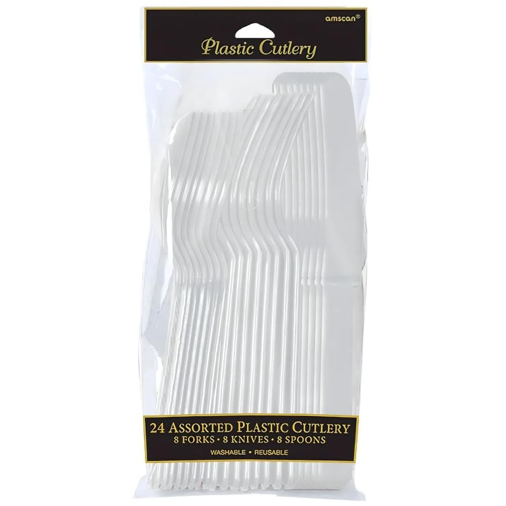 Assorted Silver Plastic Cutlery (Pack Of 24) - Elegant, Durable & Disposable Party Supplies For Every Occasion